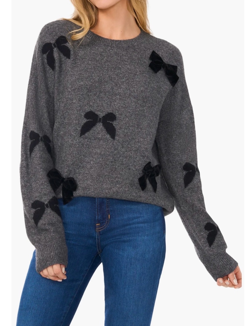 Long Sleeve 3D Bow Applique Sweater sz.1x